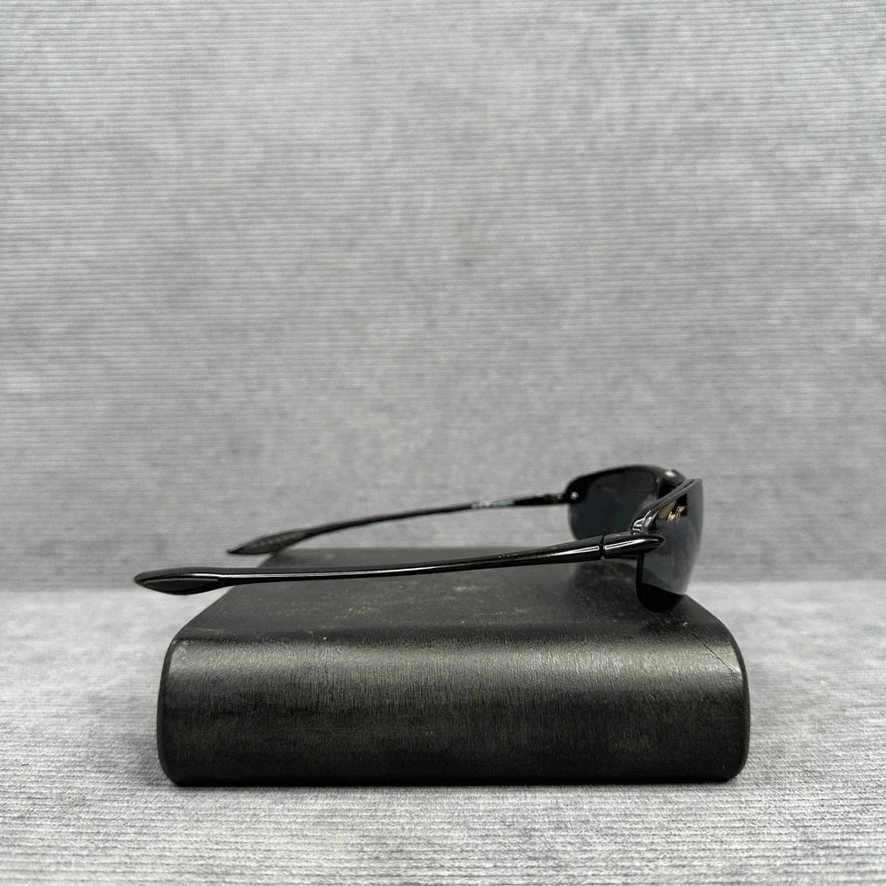 Maui Jim MJ-405-02 Y2K Black Polarized Rimless Sport Sunglasses Made in Japan